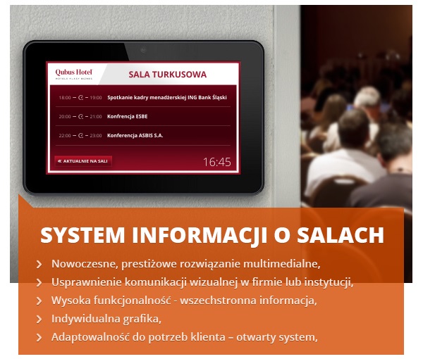 System Informacji o Salach - tablet przy sali